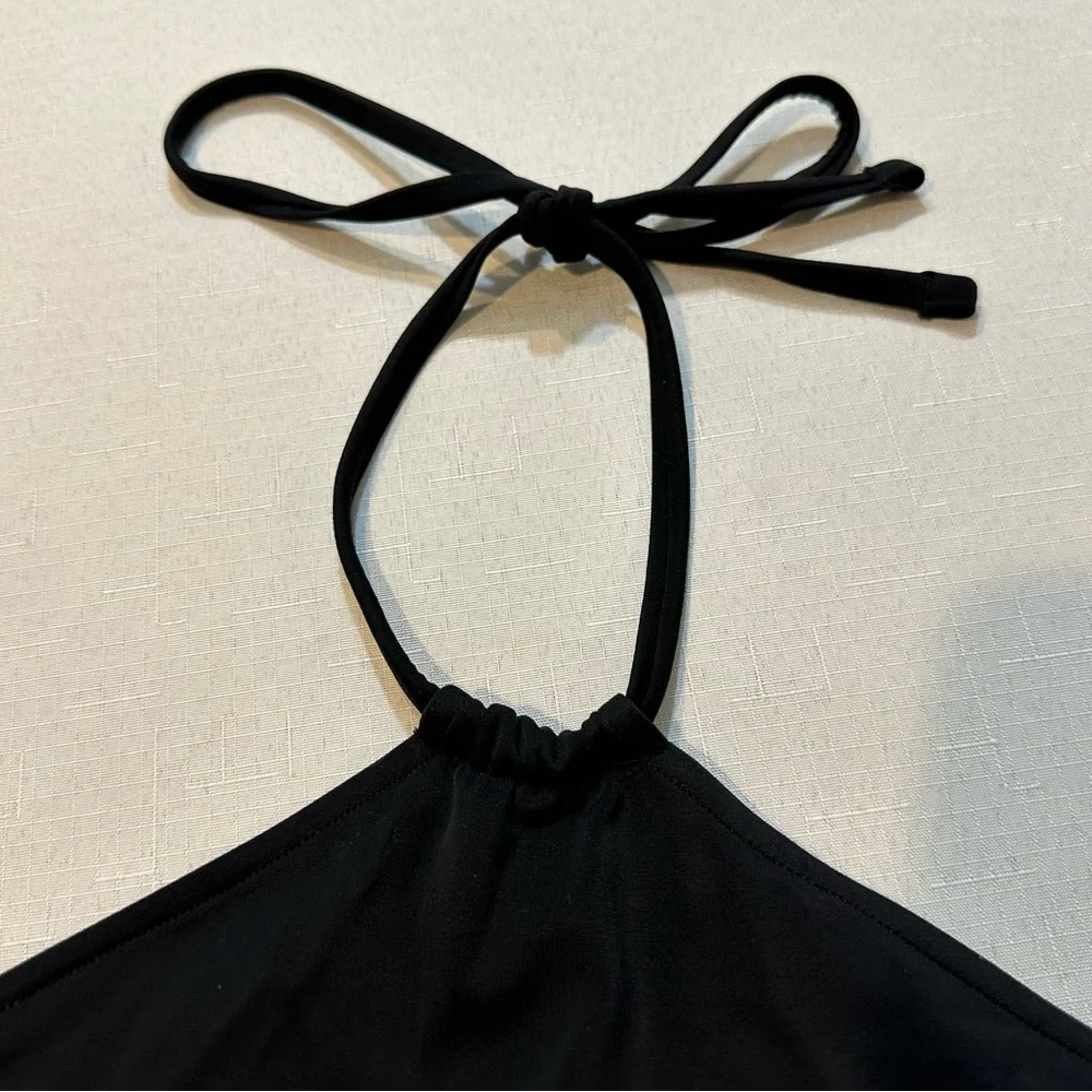 Frankies Bikinis Pink Black Halter Bikini Top NWT Size Small